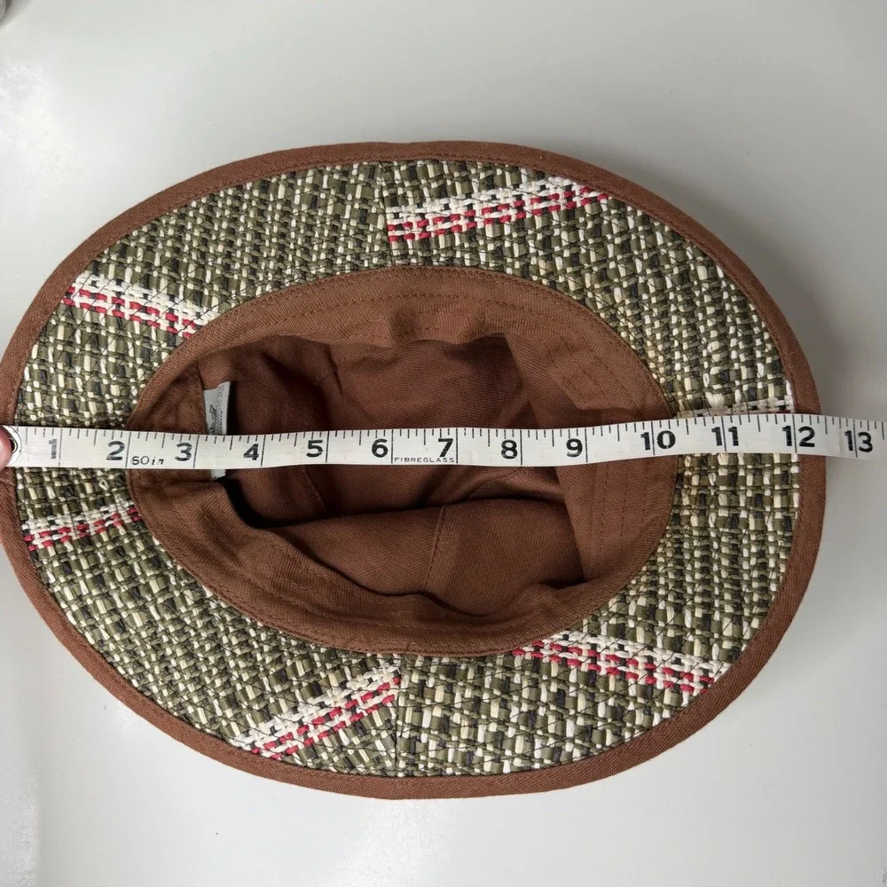 Billabong Fedora Hat Mens Brown‎ Woven Paper Straw Plaid Surf Boho Y2K Size L/XL